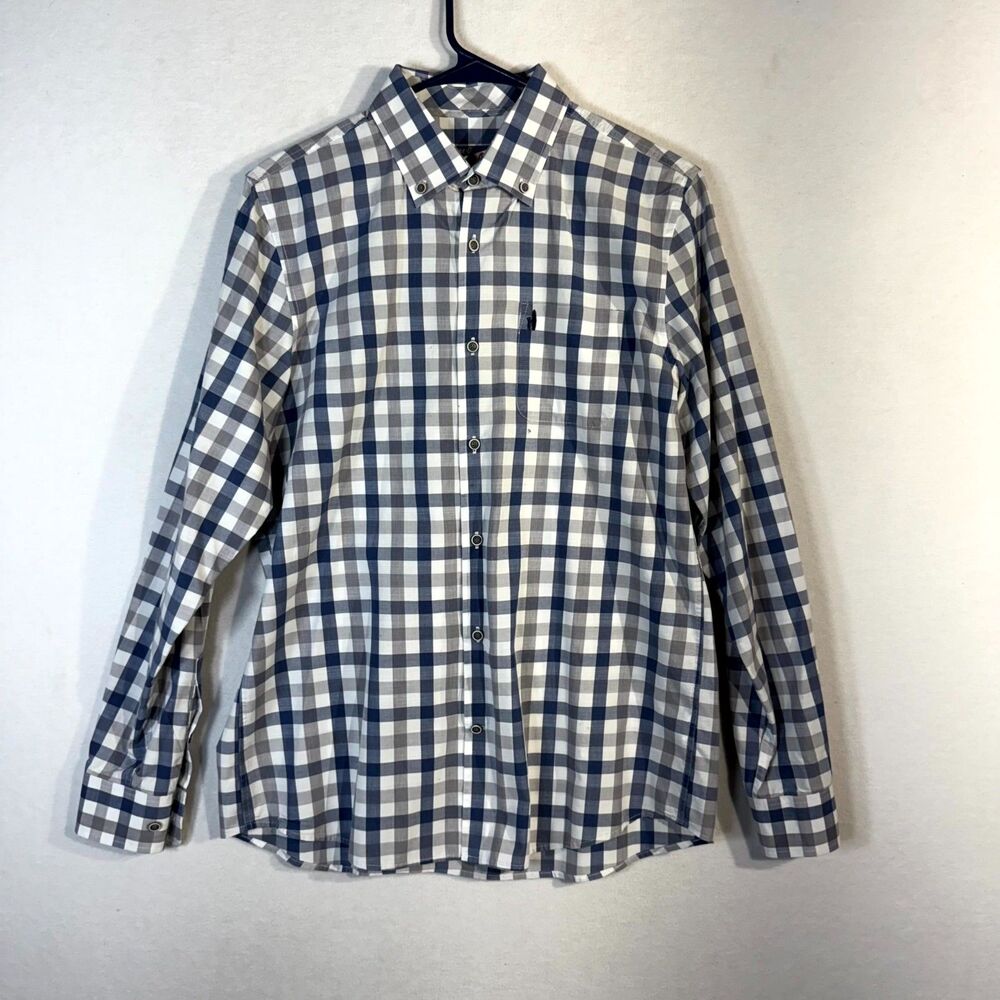 Johnnie-O Hangin' Out Womens Plaid Blue/white Button Shirt Size 16